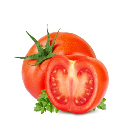red tomato isolated on white backgroundの写真素材