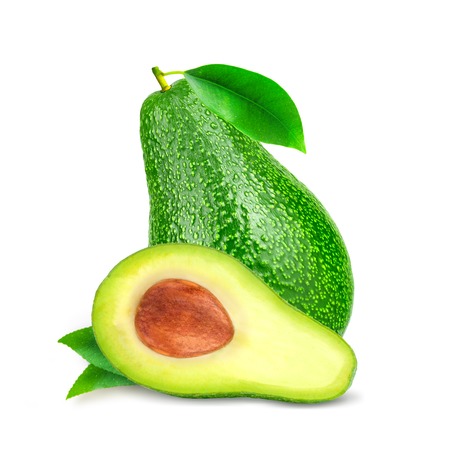 Fresh avocado fruits isolated on white background.の写真素材