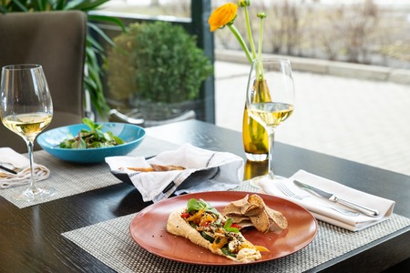 Organic, wholesome food on the table in the restaurant.の写真素材