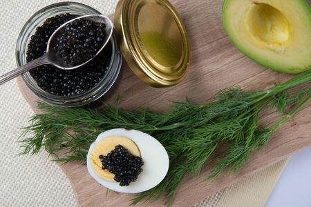Sandwiches with black caviarの写真素材