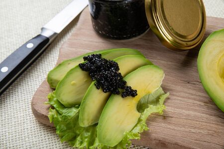 Sandwiches with black caviarの写真素材