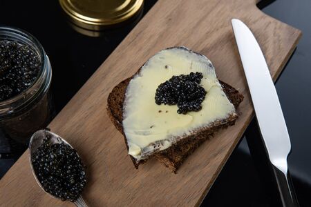 Sandwiches with black caviarの写真素材