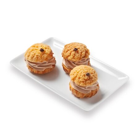 Group of french dessert Eclair on white background.の写真素材