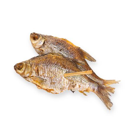 Fish dried ram it is isolated on a white backgroundの写真素材