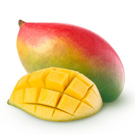 Mango fruit isolated on whiteの写真素材