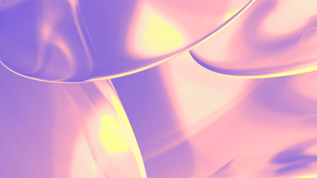 Abstract liquid iridescent holographic glass curved wave in motion colorful background 3d render....