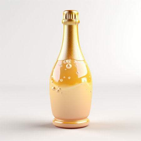 Cute plastic pink sparkling wine stylized 3d render icon in pastel colors illustration isolated on white backgroundの素材