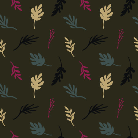 Abstract colorful simple flat floral shapes anthurium poppy flowers boho shapes Modern simple abstract background seamless pattern wallpaper fabrics pattern surface designのイラスト素材