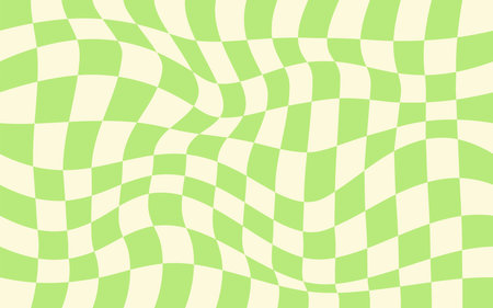 Trendy modern wavy distorted checkered vector pattern background. Psychedelic checkerboard pattern. Twisted and distorted retro groovy style texture illustrationのイラスト素材