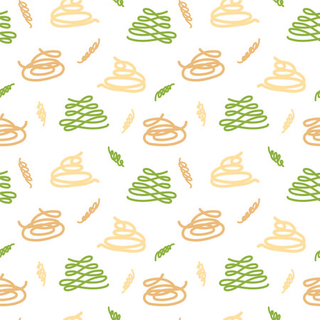 Vector hand painted trendy traditional Italian cuisine pizza illustration Cute flat simple hand drawn seamless pattern wallpaper background wrapping paper designのイラスト素材