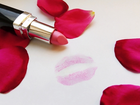 Lipstick and kissの写真素材