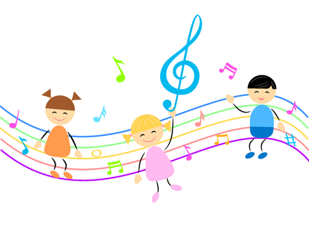 Kids and music illustrationのイラスト素材