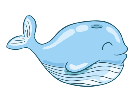 Cheerful cute whale.のイラスト素材