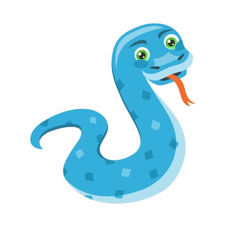 Cute blue snake characterのイラスト素材