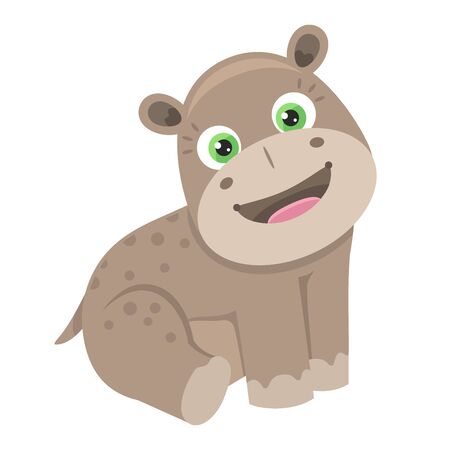 Cute hippo character on white backgroundのイラスト素材