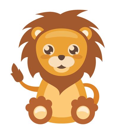 Cheerful little lion on white backgroundのイラスト素材