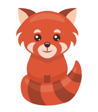 Little red panda cartoon isolated on white backgroundのイラスト素材