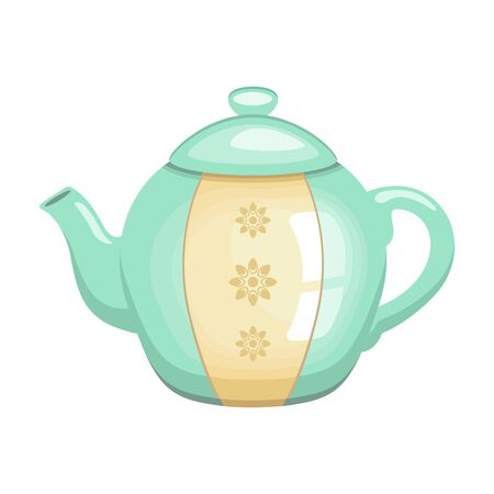 Vintage teapot on white background, vector illustration.のイラスト素材