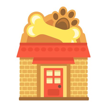 Pet shop exterior, flat style vector illustration.のイラスト素材
