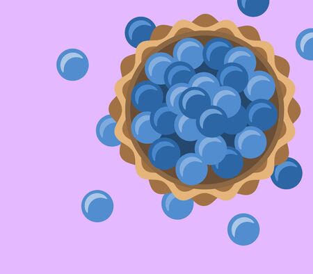 Fresh blueberries in a basket illustration.のイラスト素材