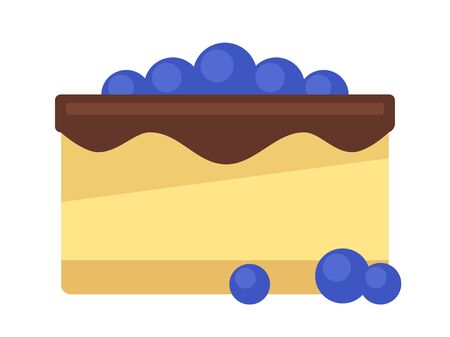 Blueberry cake with chocolate isolated on white background, vector illustration.のイラスト素材