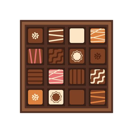Box of chocolates on white background, vector illustration.のイラスト素材