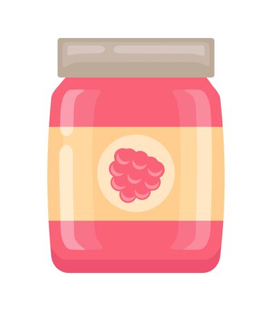 Raspberry jam isolated on white background, vector illustration.のイラスト素材