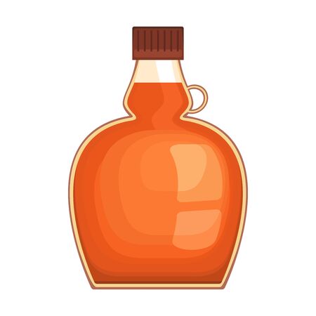 Maple syrup bottle on white background, vector illustration.のイラスト素材