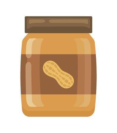Peanut butter in a jar, vector illustration.のイラスト素材