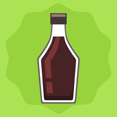 Soy sauce bottle on green background, vector illustrationのイラスト素材