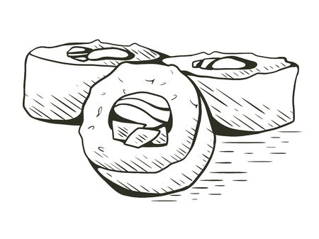 Sushi rolls, hand drawn vector illustration.のイラスト素材