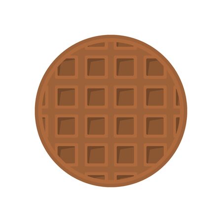 Round chocolate waffle on white background, vector illustration.のイラスト素材