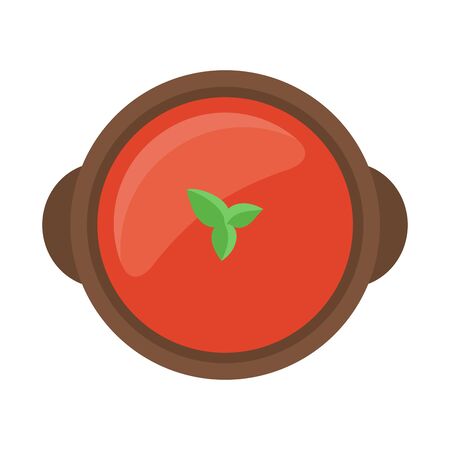 Tomato soup in a bowl, vector illustrationのイラスト素材