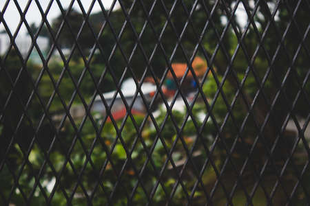 iron fence with a beautiful patternの写真素材