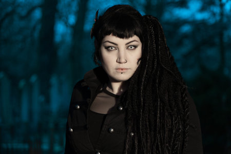 Gothic girl on cemetery 