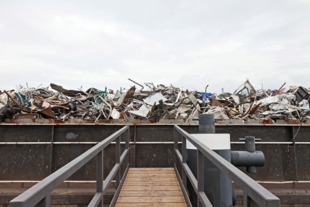 Container ship filled with scrap. の写真素材