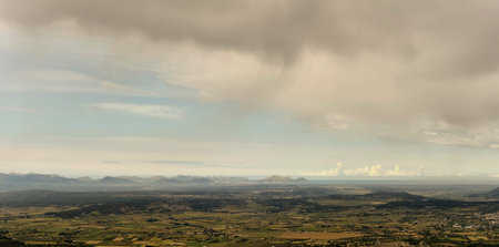 Clouds over the Albenya valley with Tramuntana mountains near Randa, Mallorca, Balearic Islands,...