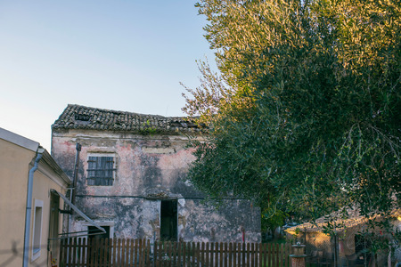 Old house with dilapidated roof. Corfu. Greece.の写真素材