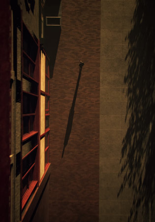 Man in suit walks on street in a city. Aerial. 3D render.