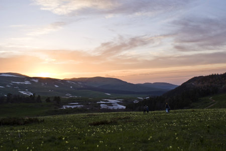 Sunset in mountains