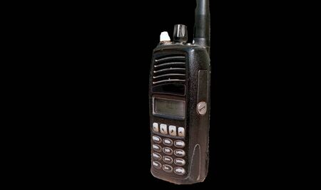 Isoleted Walkie Talkie Handset With Black Backgroundの写真素材