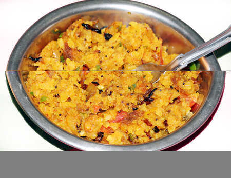 indian breakfast tasty food poha paddy food in a plate