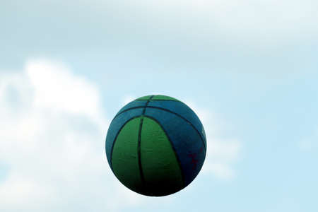 isolated basketball in air sky viewの写真素材