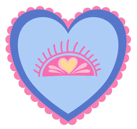 Decorative hearts with eyes modern for valentines day bright love decor for cards posters invitations wedding holiday partyのイラスト素材