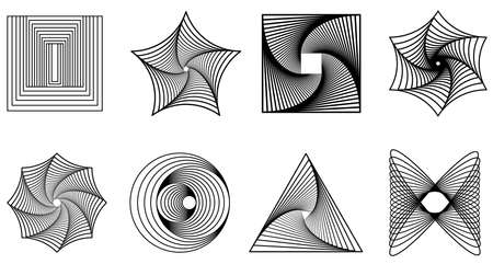 Futuristic line geometry shape retro abstract elements for   poster designのイラスト素材