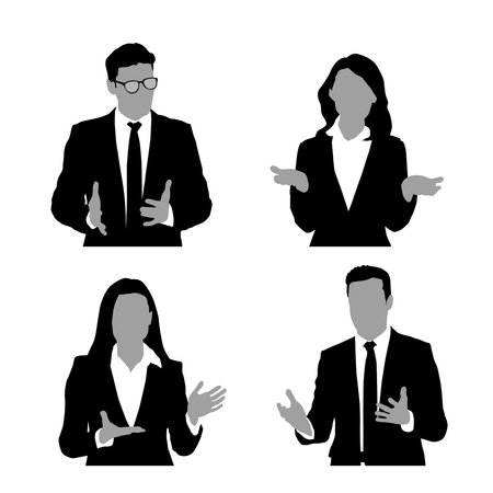 Silhouette icon of a person speaking with gesturesのイラスト素材