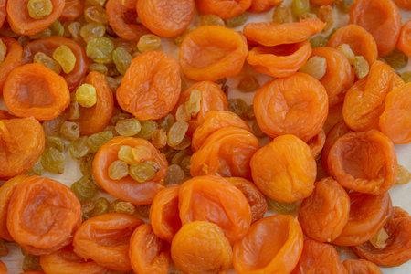dried apricot and raisins, fruit background