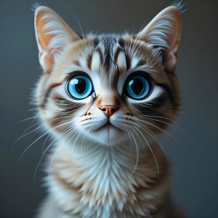 Cute cat with blue eyes. Portrait of a kitten.の素材