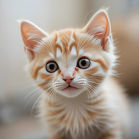 Portrait of a cute ginger kitten with big eyes. Shallow depth of fieldの素材