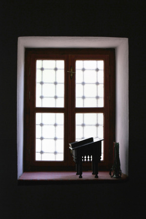 lecterns in front of the windowの写真素材